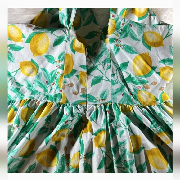 Adorable Elle lemon print cross-back fit and flare sun dress, sz 14 - Picture 4 of 7